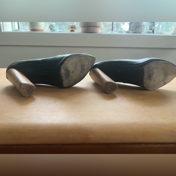 YSL Black Leather Pumps with Wooden Heel - Picture 9 of 9